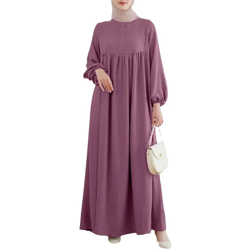 Robe Abaya musulmane femme manches lanterne longue été 2024