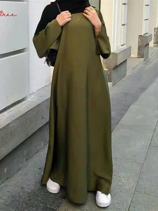 Robe Djellaba en Satin Évasée, Tenue Musulmane Dubai.