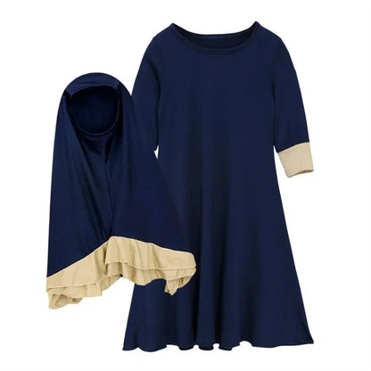 Robe Longue pour Enfant, Ensemble Hijab Abaya Cascading Glitters