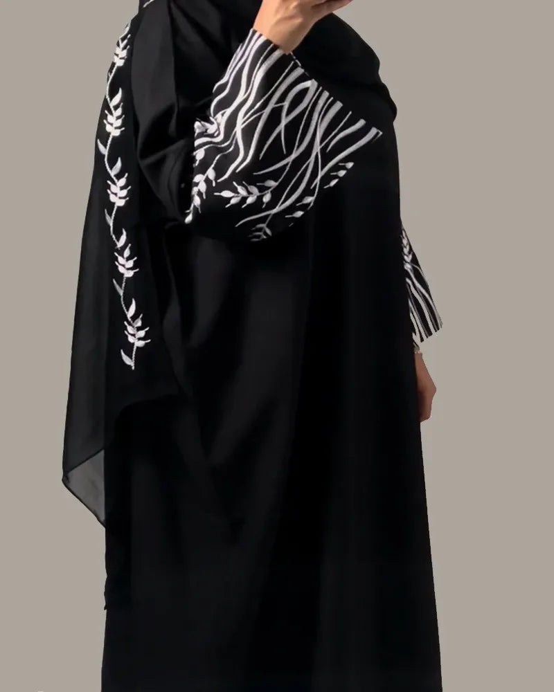 Robe Arabe Noire Brodée Or Sur Abaya, Écharpe Sauna 2024