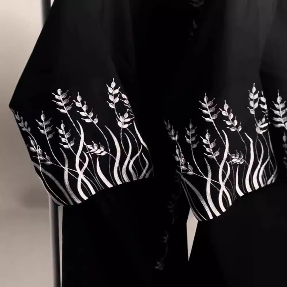 Robe Arabe Noire Brodée Or Sur Abaya, Écharpe Sauna 2024