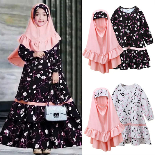 Robe de Prière Maxi pour Enfants, Ensemble Imprimé pour Ramadan