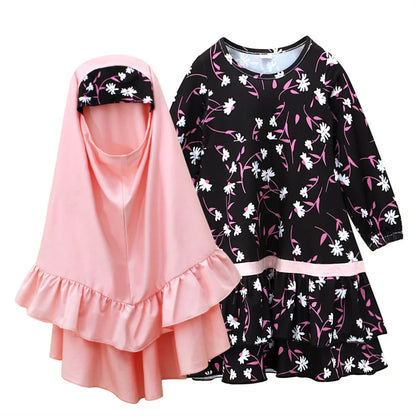 Robe de Prière Maxi pour Enfants, Ensemble Imprimé pour Ramadan