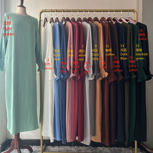 Robe de Prière en Crêpe de Jazz Femme - Couleurs Unies & Style Islamique