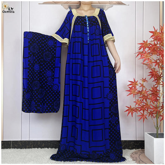 Robe de soirée élégante coton imprimé Abaya africaine Maxi mode été