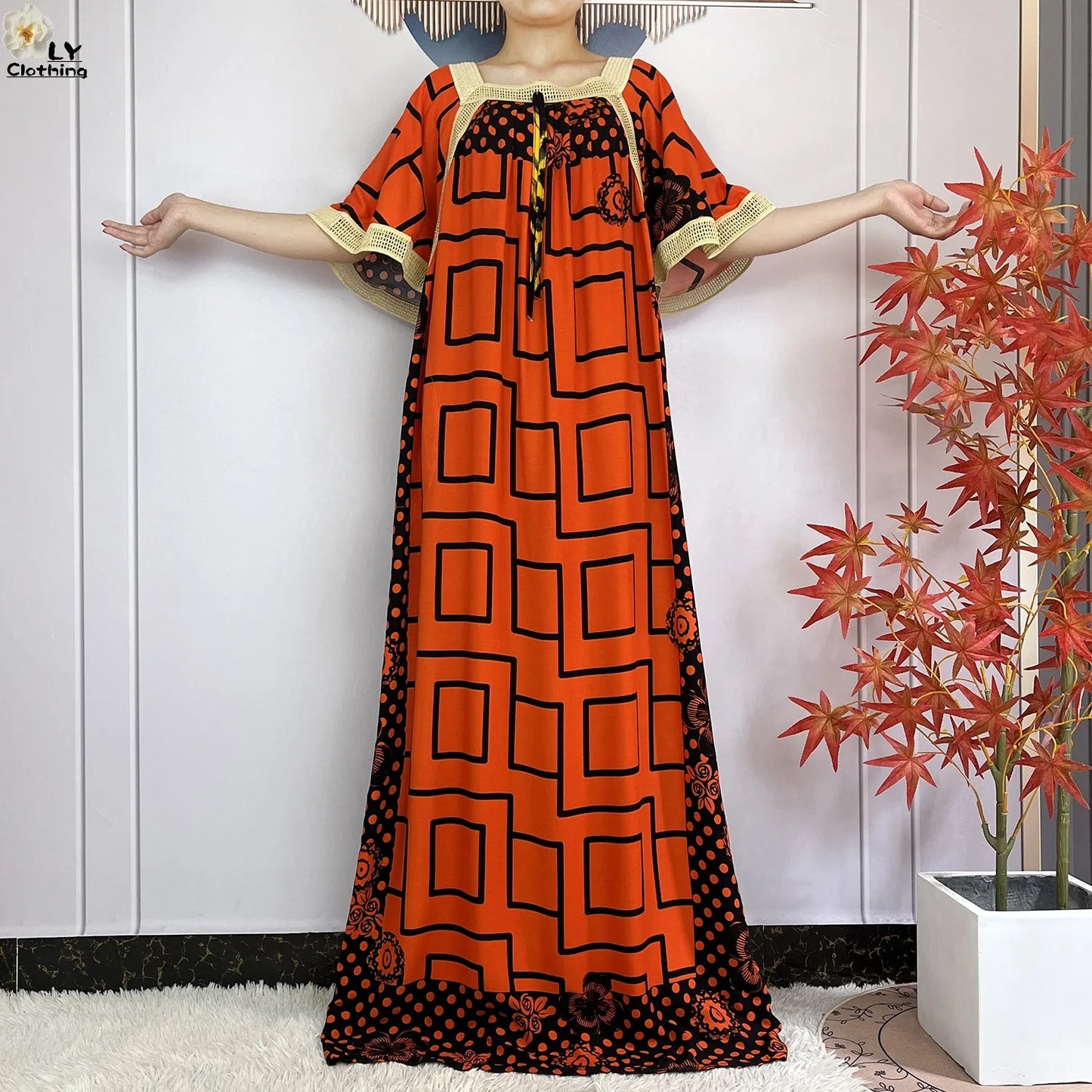 Robe de soirée élégante coton imprimé Abaya africaine Maxi mode été