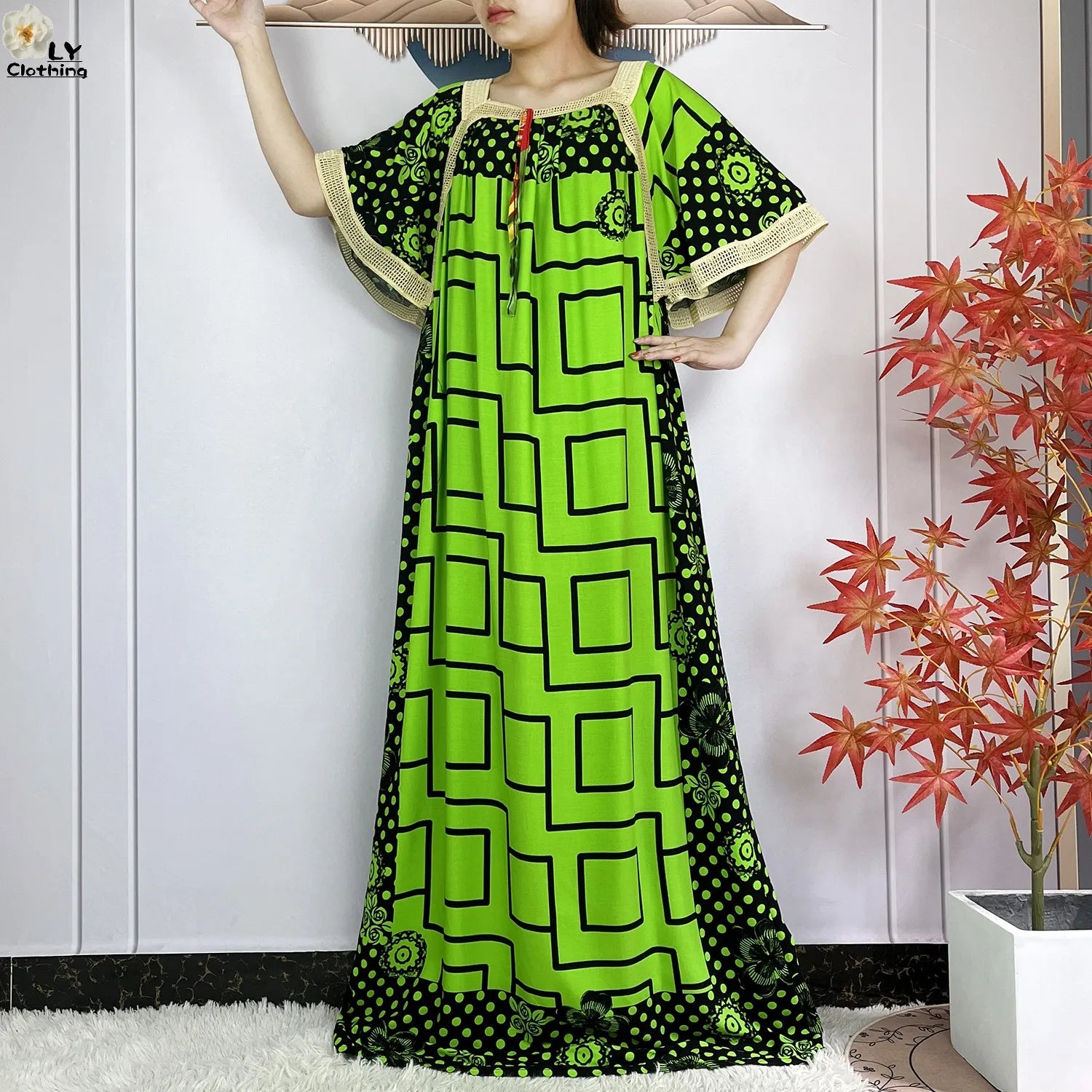 Robe de soirée élégante coton imprimé Abaya africaine Maxi mode été