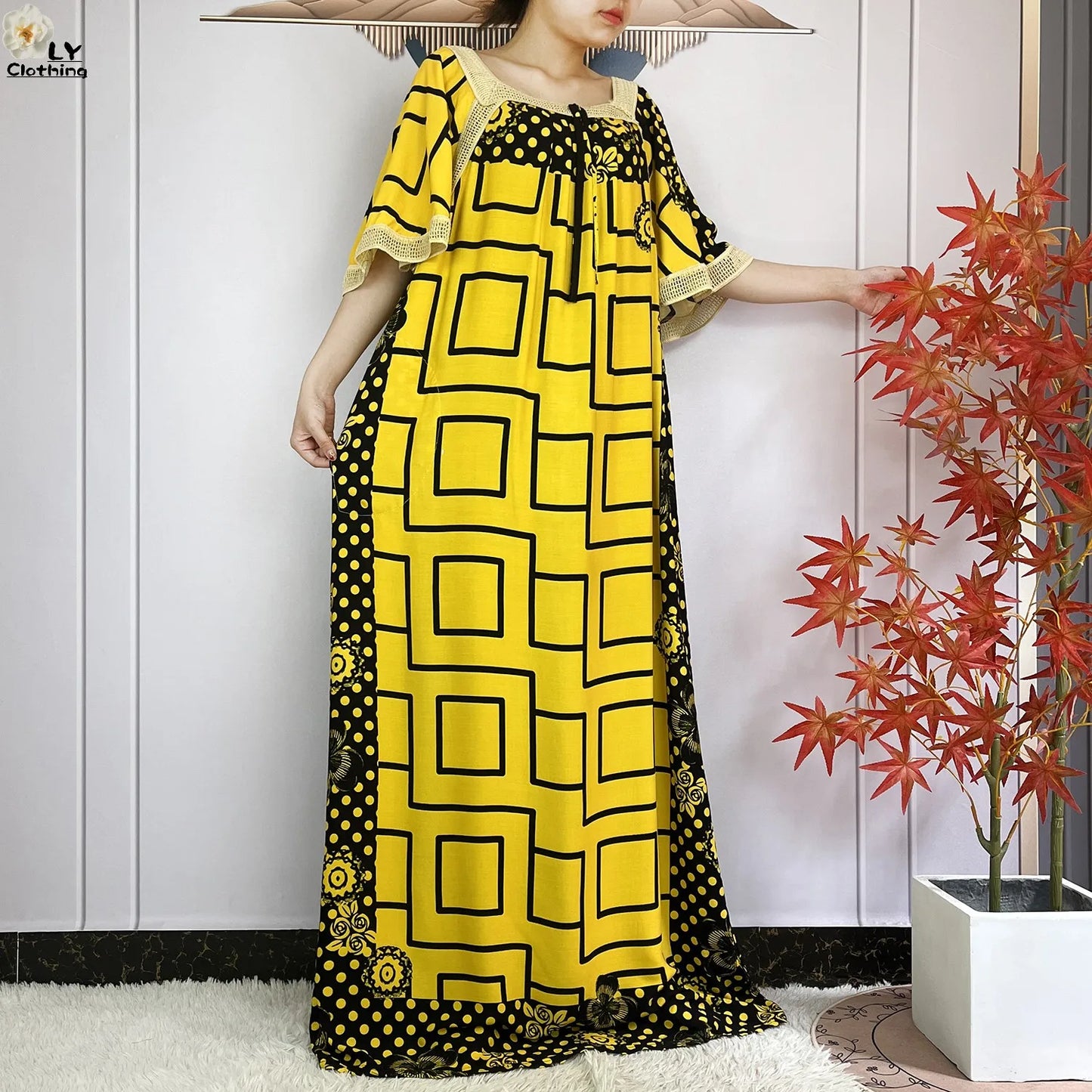 Robe de soirée élégante coton imprimé Abaya africaine Maxi mode été