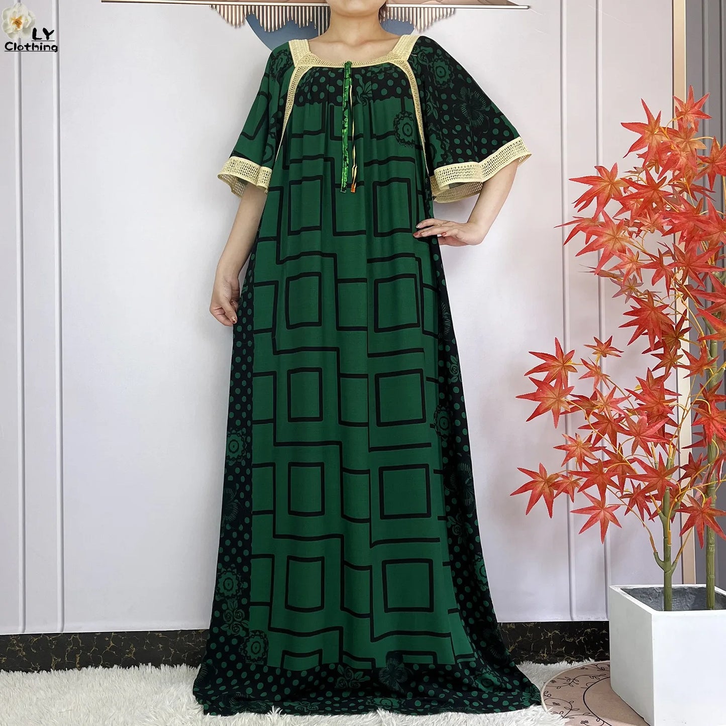 Robe de soirée élégante coton imprimé Abaya africaine Maxi mode été