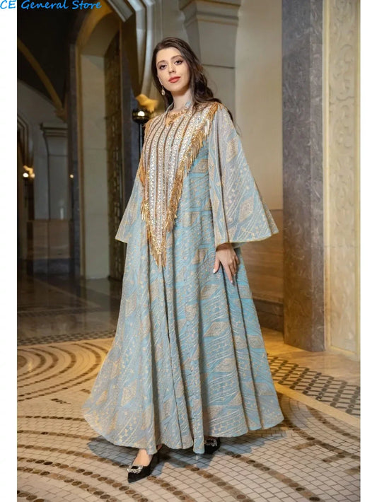 Robe de soirée marocaine pour femmes musulmanes - Abaya en maille