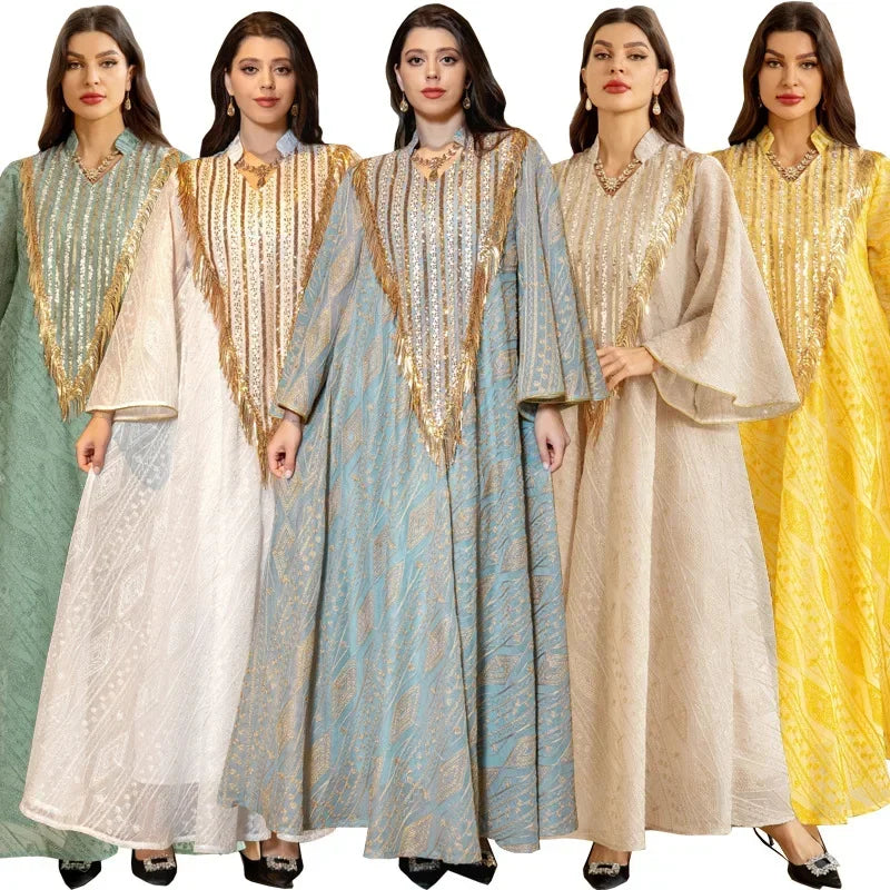 Robe de soirée pailletée longue pour femmes musulmanes - Abaya Dubai V COL.