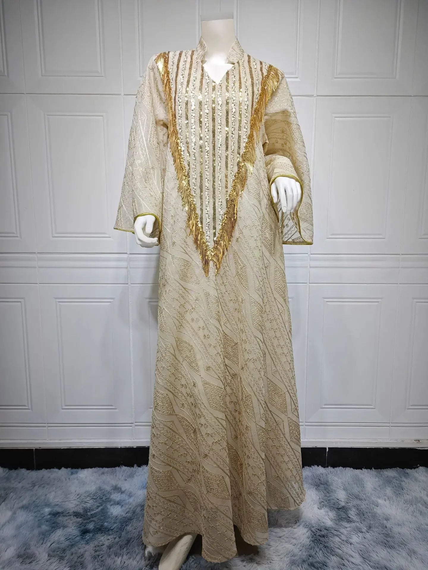 Robe de soirée pailletée longue pour femmes musulmanes - Abaya Dubai V COL.