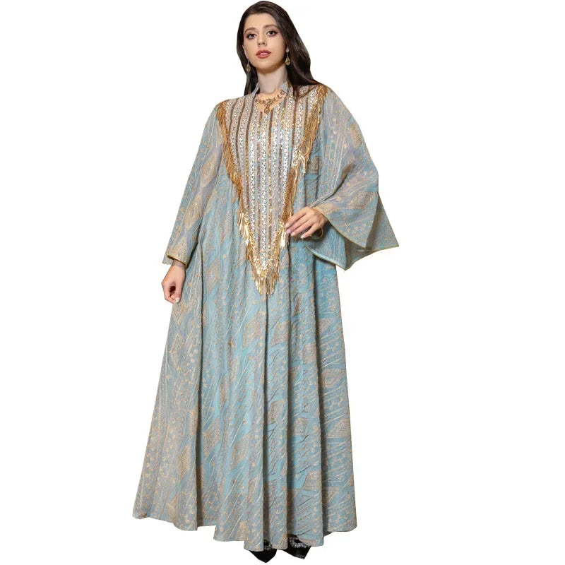 Robe de soirée pailletée longue pour femmes musulmanes - Abaya Dubai V COL.