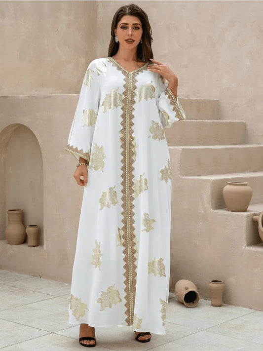 Robe de soirée musulmane avec col en V: Abaya, Jalabiya, Kaftan