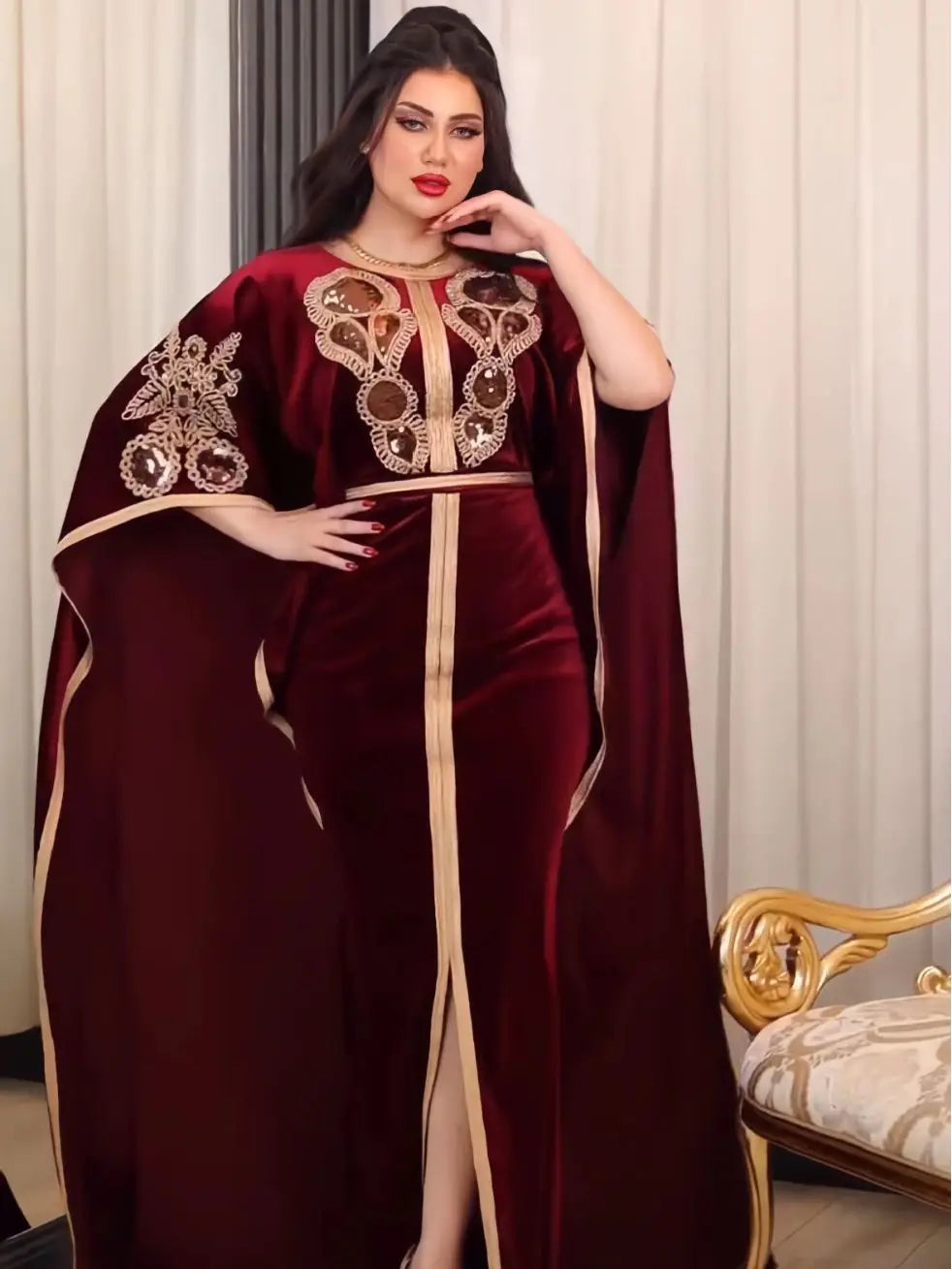 Robe longue marocaine manches chauve-souris RamadanLuxury fashion Shopify