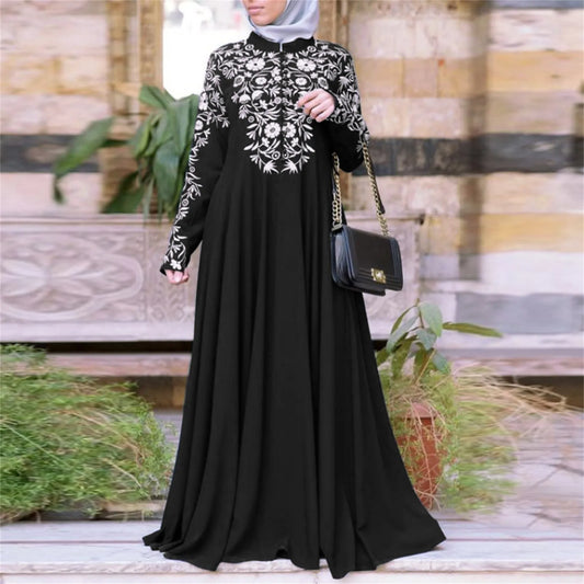 Robe longue femmes : Abaya florale décontractée