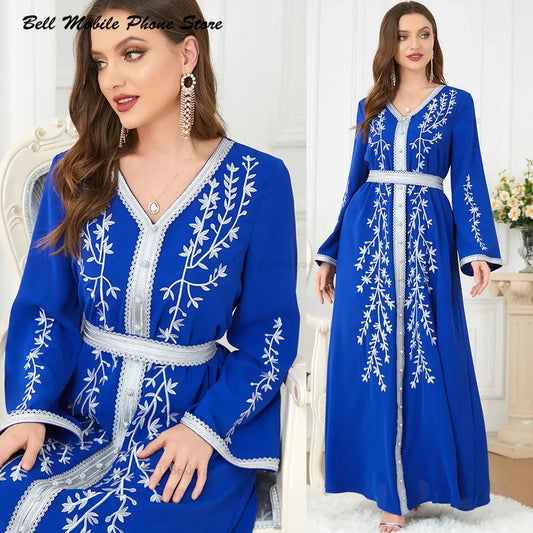 Robe marocaine brodée pour femmes musulmanes | Abayas Dubaï | Automne 2024