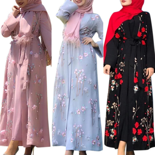 Robe musulmane brodée pour femmes - Style Arabe et Turquie