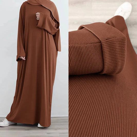 Robe musulmane décontractée avec ceinture pour femme, robe Jalabiyat: confort saoudien, turc, automne, hiver