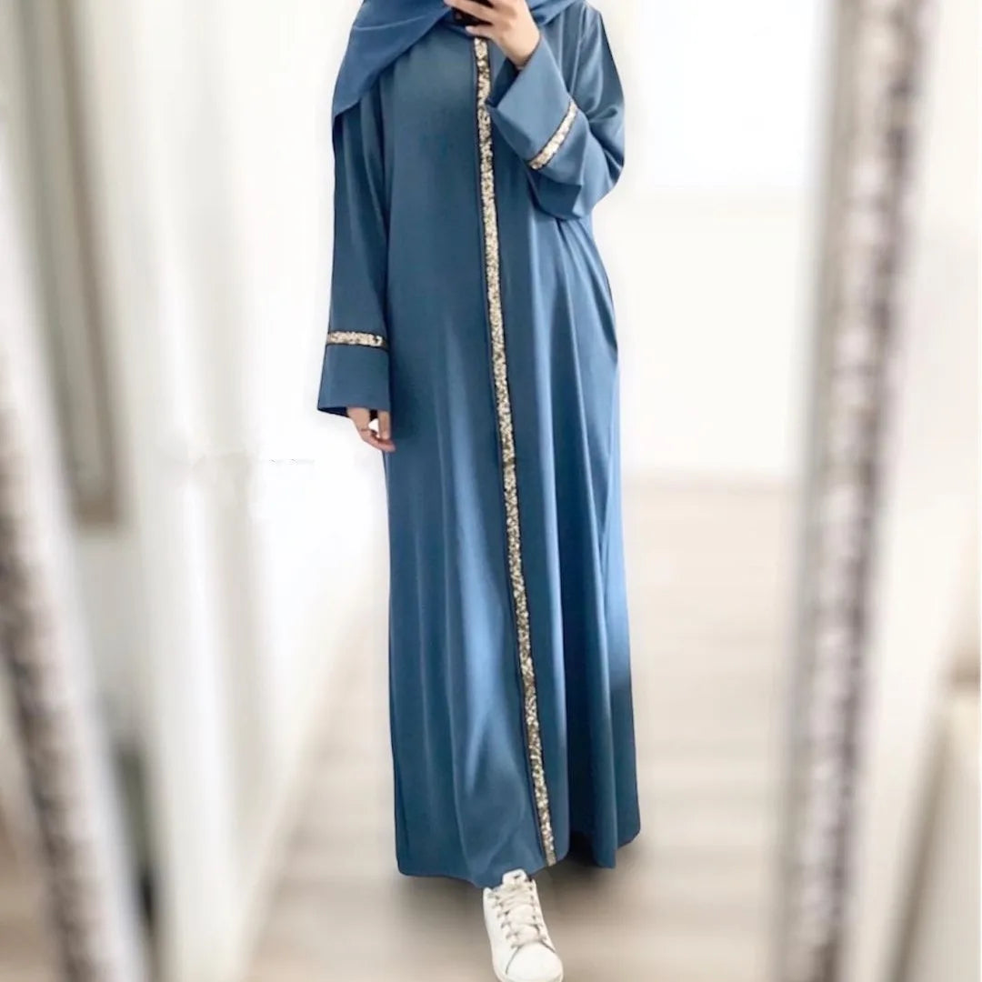 Robe musulmane décontractée à paillettes - Caftan en mousseline de soie - Vêtements islamiques