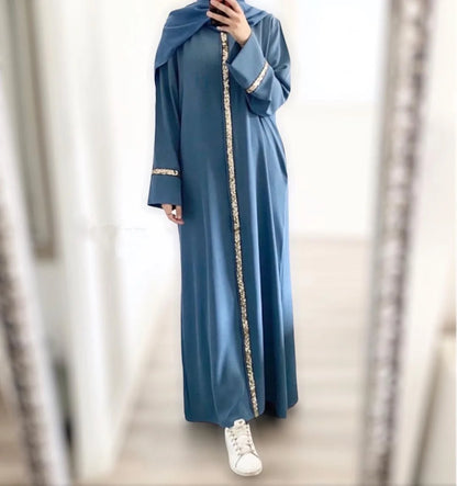 Robe musulmane décontractée à paillettes - Caftan en mousseline de soie - Vêtements islamiques