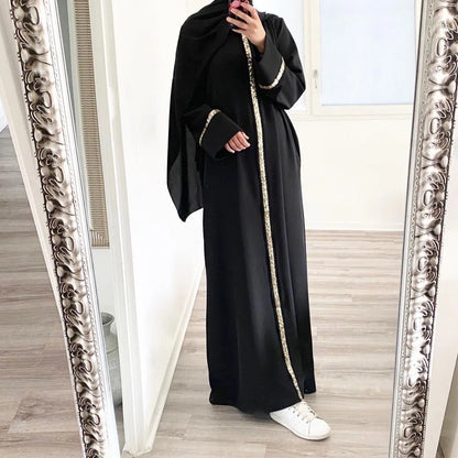 Robe musulmane décontractée à paillettes - Caftan en mousseline de soie - Vêtements islamiques