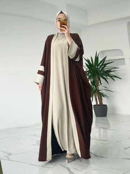 Ensemble musulman Ramadan 2024 : Robe longue Abaya 2 pièces