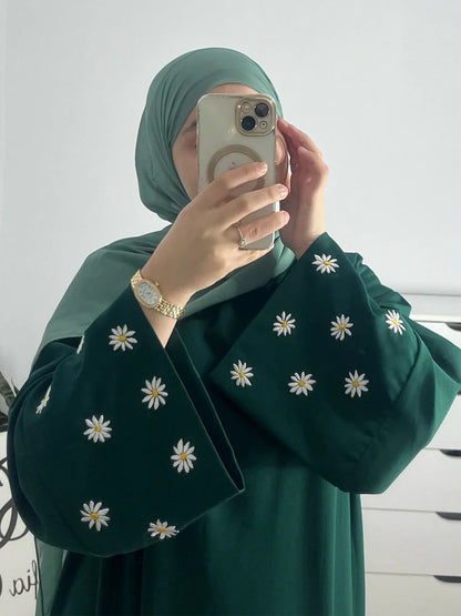 Robe musulmane abaya Jalabiya broderie florale Ramadan2024