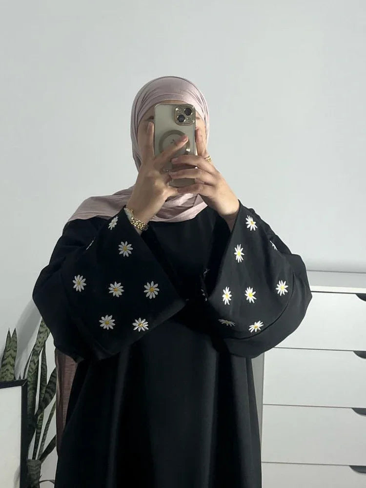 Robe musulmane abaya Jalabiya broderie florale Ramadan2024