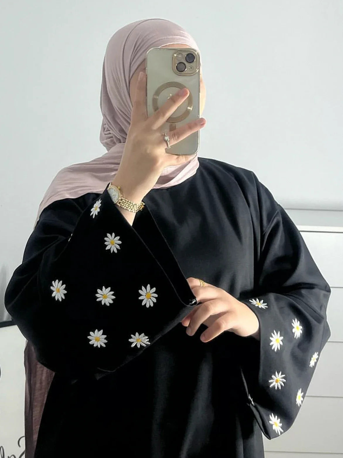 Robe musulmane abaya Jalabiya broderie florale Ramadan2024