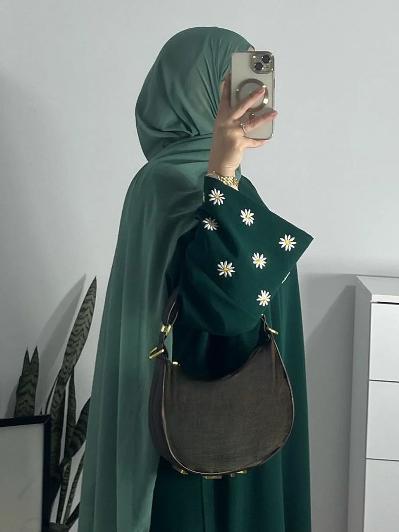 Robe musulmane abaya Jalabiya broderie florale Ramadan2024