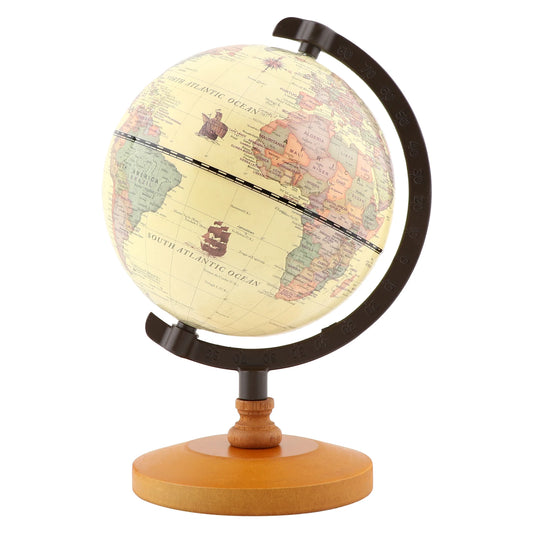 World Globe Earth Map In English Retro Wooden Base Earth Instrument Geography Education Globe Desk Decoration