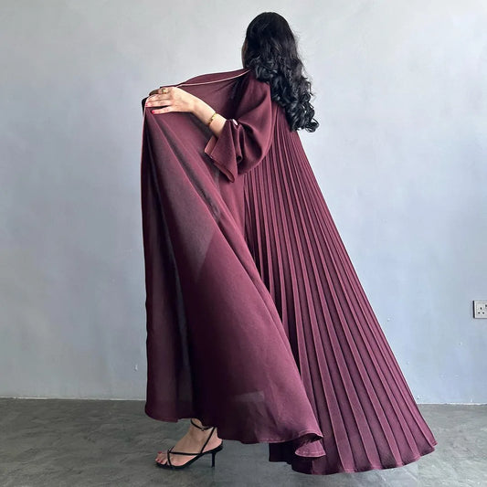 Abaya Musulmane Élégante à Boutons et Manches Fendues pour Femmes - Robe Maxi