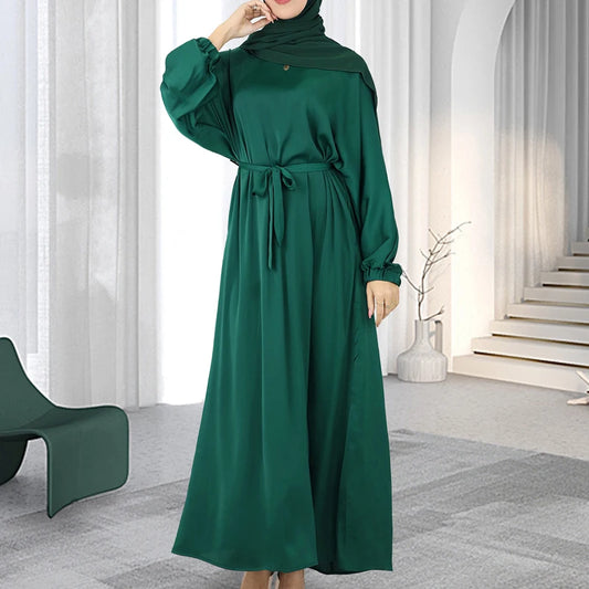 Robe Ceinturée en Satin pour Femmes Modestes – Élégance et Dévotion