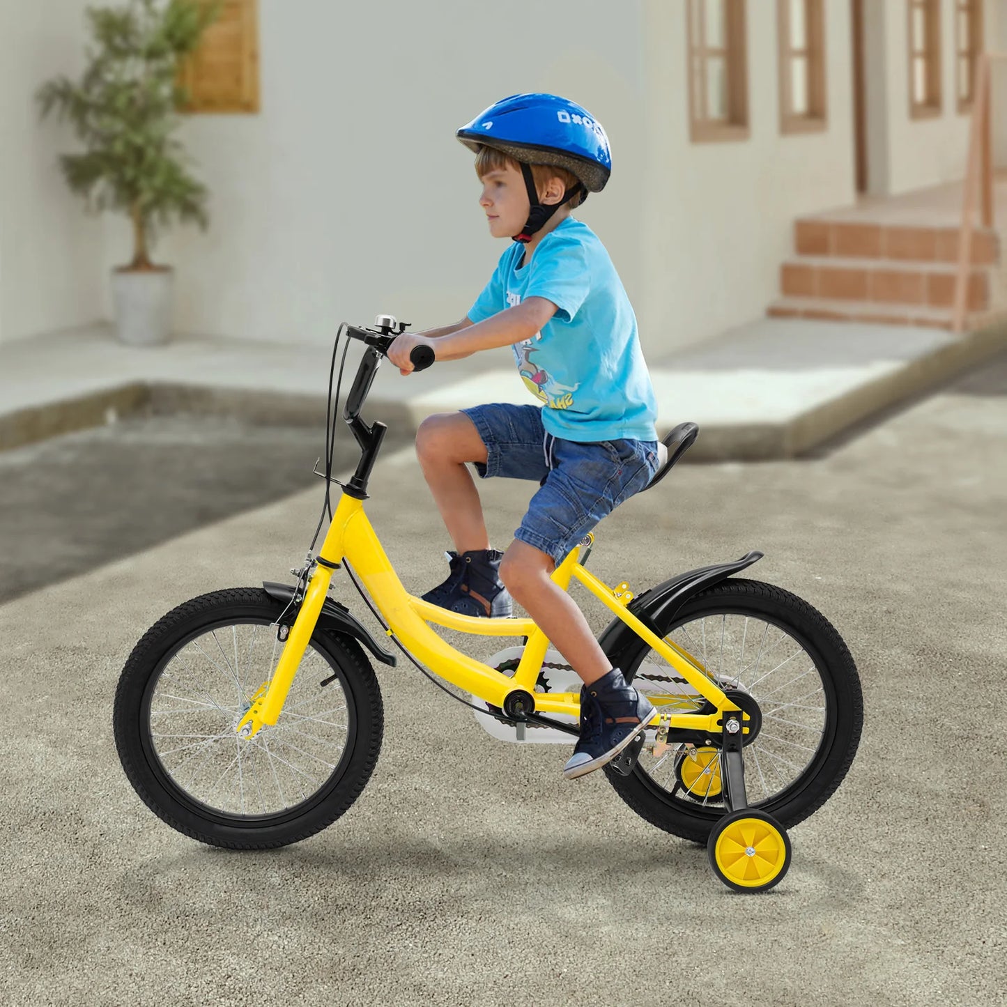 Vélo Enfant 16 Pouces Roues Auxiliaires - Freins Avant/Arrière